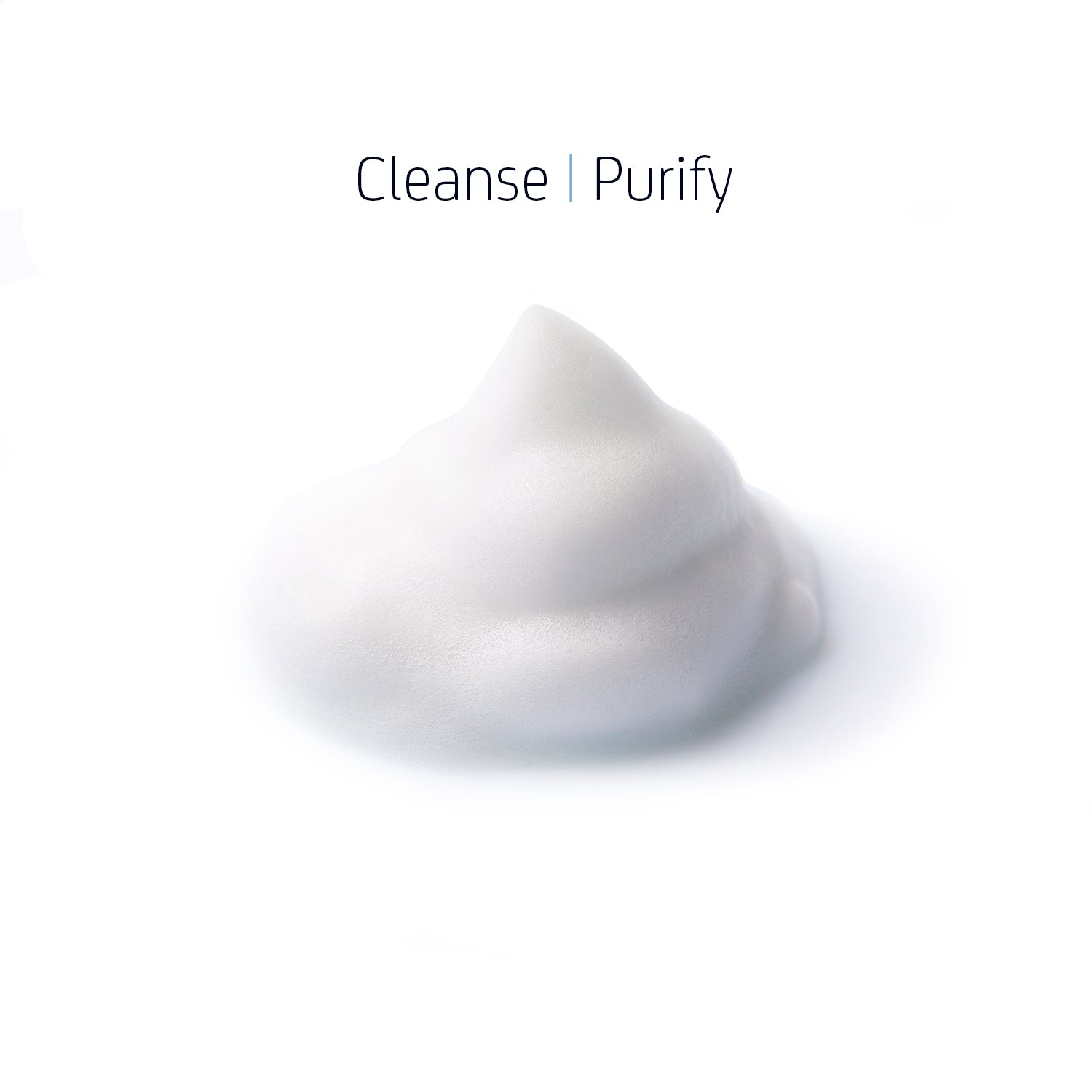Texture of Foaming Cleanser showing airy white foam