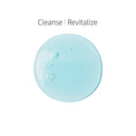 Texture of Shower Gel showing translucent light blue gel