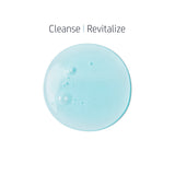 Texture of Shower Gel showing translucent light blue gel