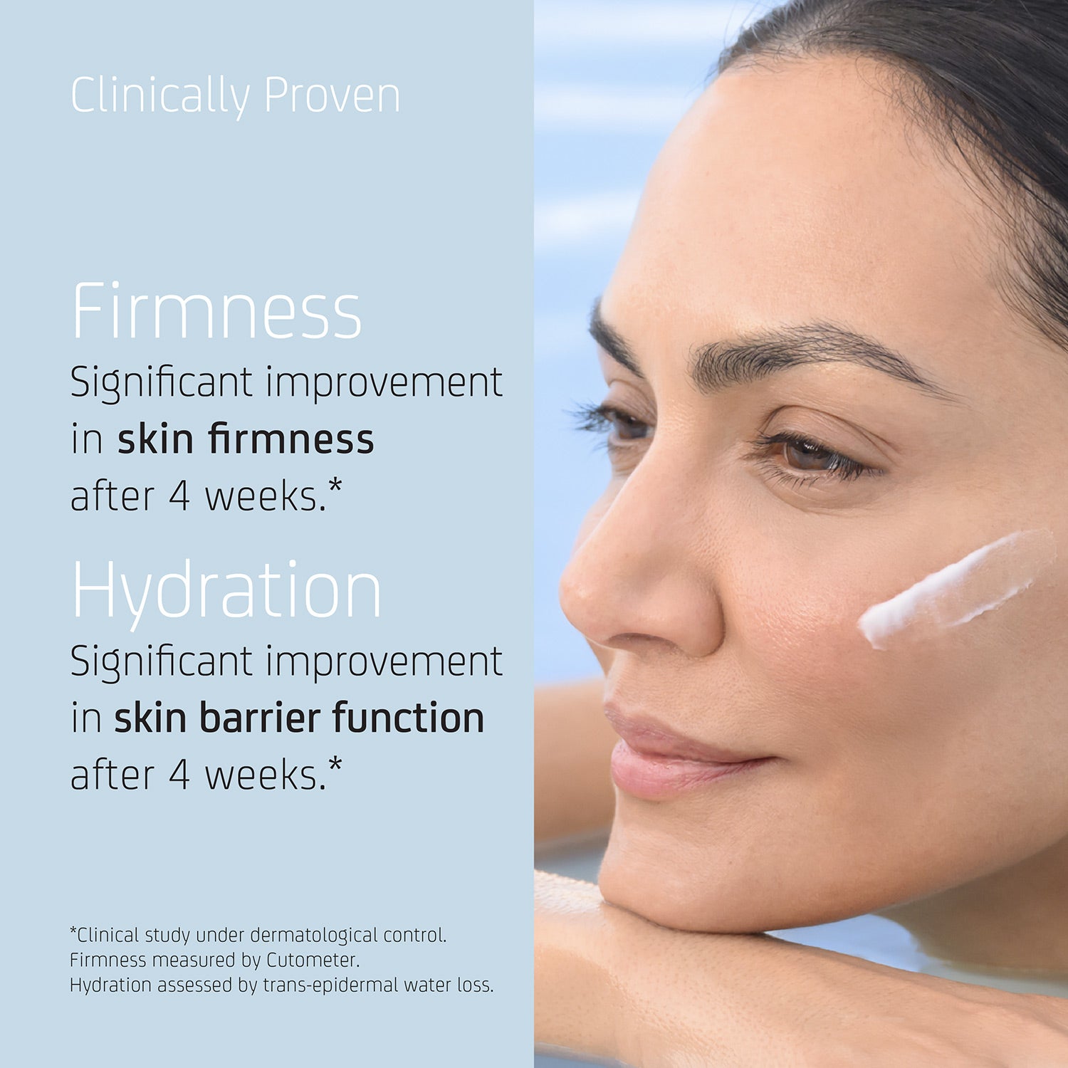 Model applying BL+ The Cream Light to the cheek